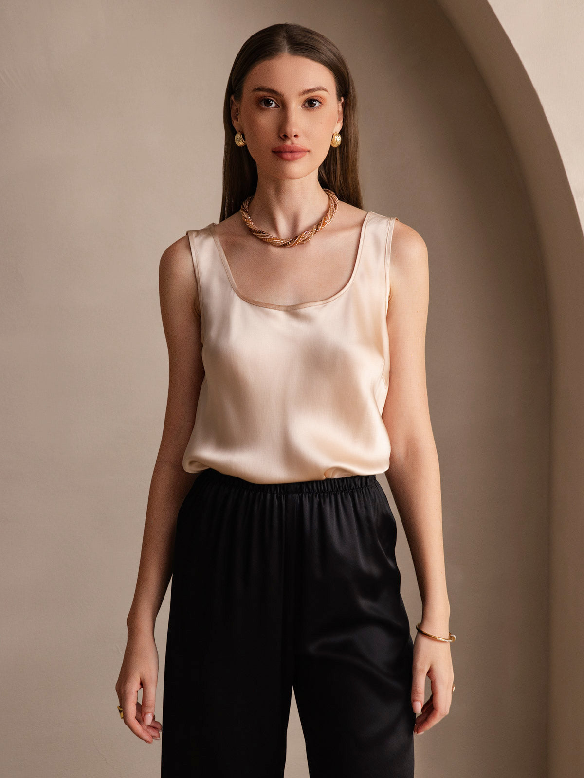 [Champagne] SilkSilky-DK 19Momme Silke Camisoles 006