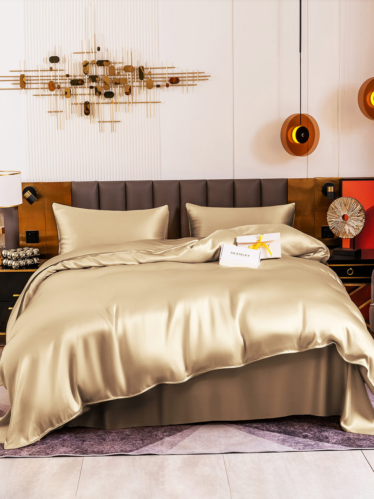 [Beige] SilkSilky-DK 19Momme Bedding Set 002