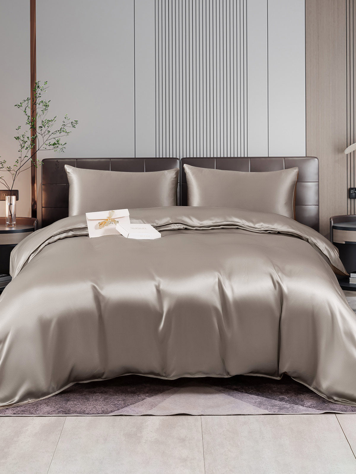 [Grå] SilkSilky-DK 22Momme Bedding Set 001