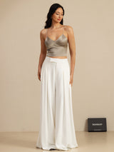 [Kaki] SilkSilky-DK Spaghetti Strap V Neck Camisole Top 009