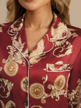 [Vinrød Drage] SilkSilky-DK Long Sleeve Lapel Collar Dame Pyjamas 004