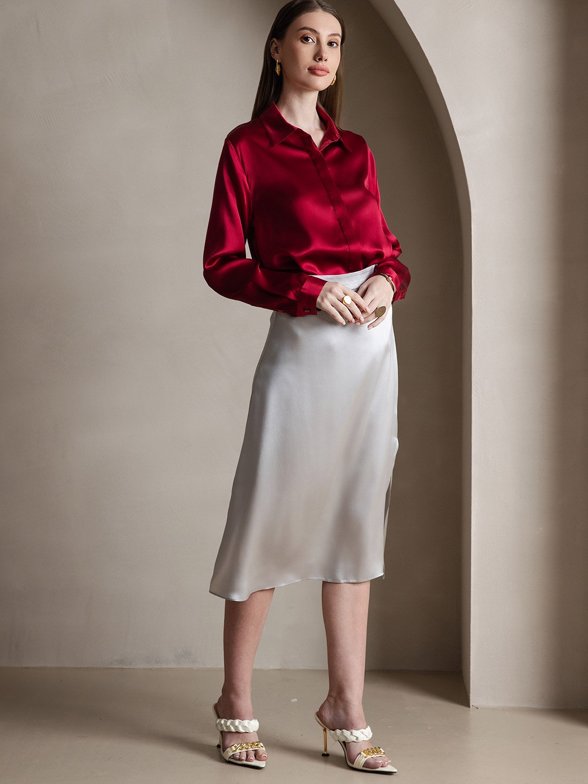 [Vin] SilkSilky-DK 19Momme Silke Womens Shirt 006