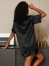 [Sort] SilkSilky-DK Short Sleeve Round Neck Dame Pyjamas 006