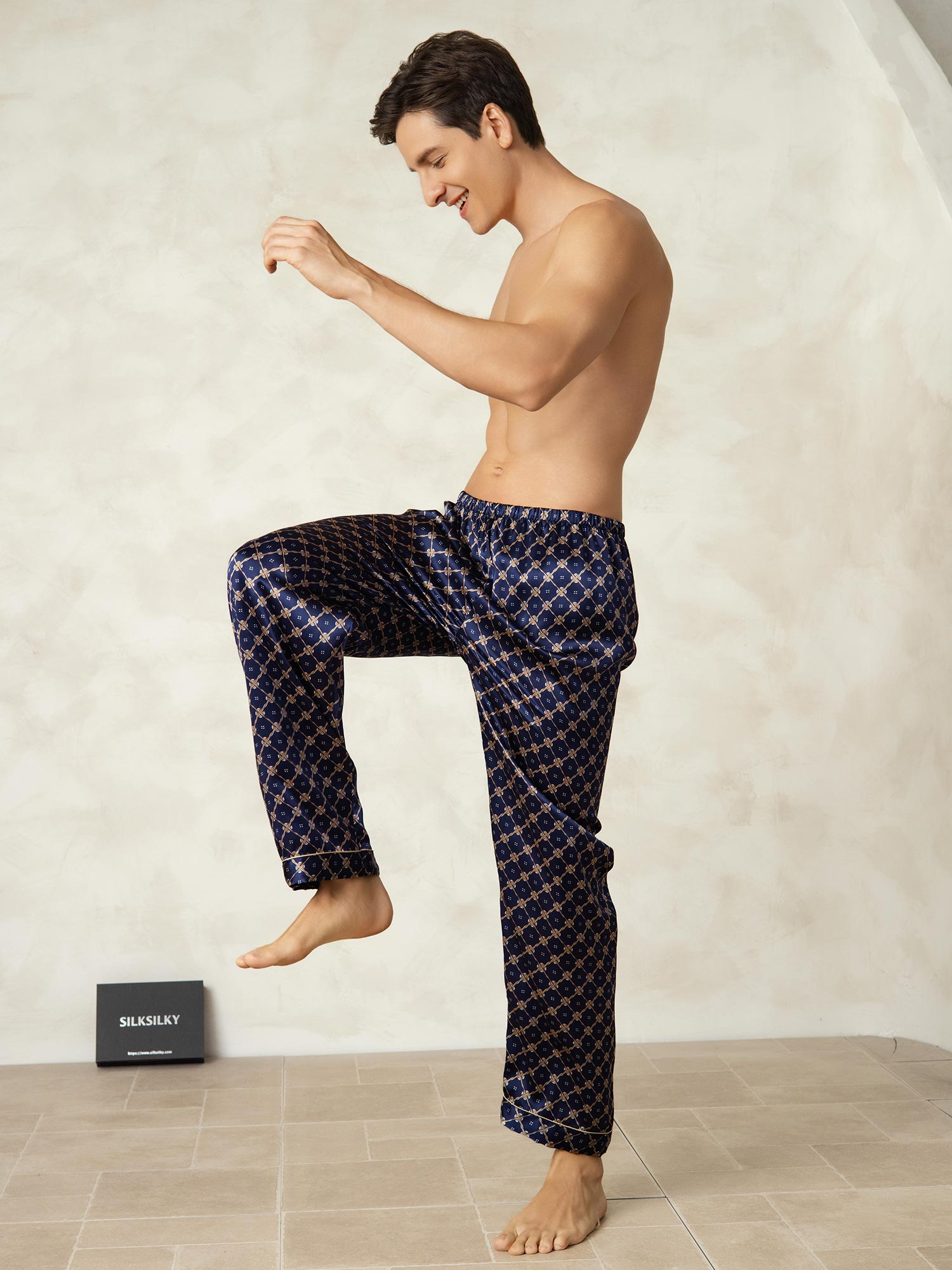 [Marine Kæde] SilkSilky-DK Mens Sleep Bottoms 005