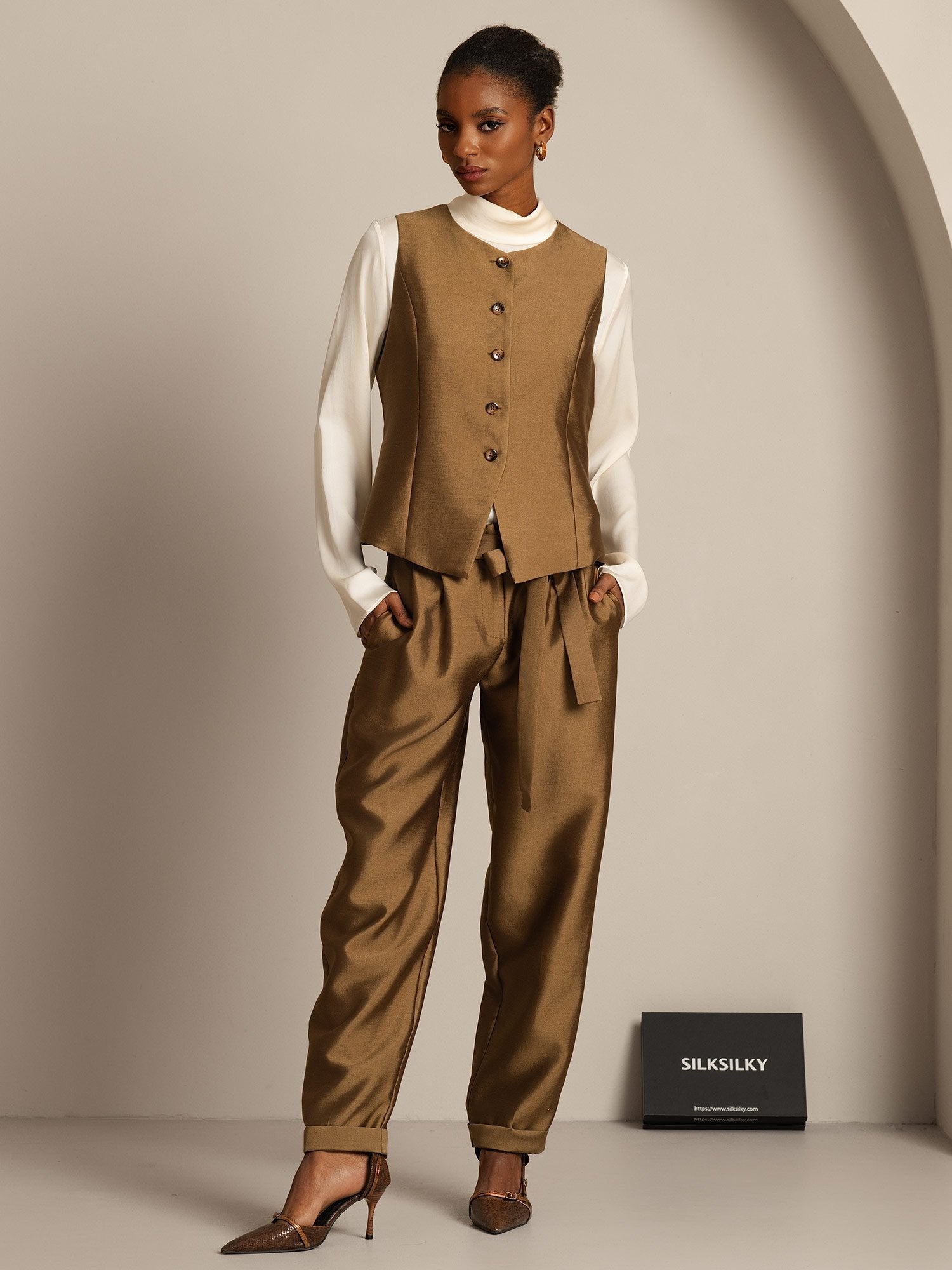 [Bronze] SilkSilky-DK 32Momme Silke Womens Vest 006