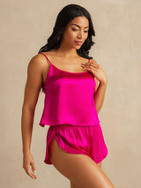 [Rosenrød] SilkSilky-DK Spaghetti Strap Camisole Sæt 003