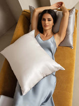 [Lysegrå+Hvid] SilkSilky-DK 22Momme Pillowcase 004