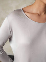 [Sølv] SilkSilky-DK Long Sleeve Round Neck Dame Lange Underbukser 004