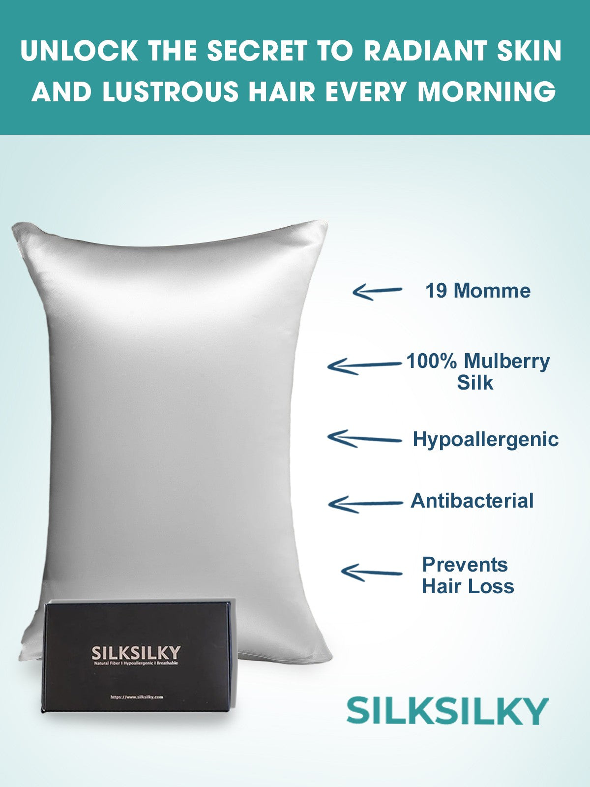 [Sølv] SilkSilky-DK 19Momme Pillowcase 003