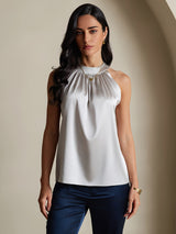 [Lysegrå] SilkSilky-DK Sleeveless Halter T-shirt til kvinder 003