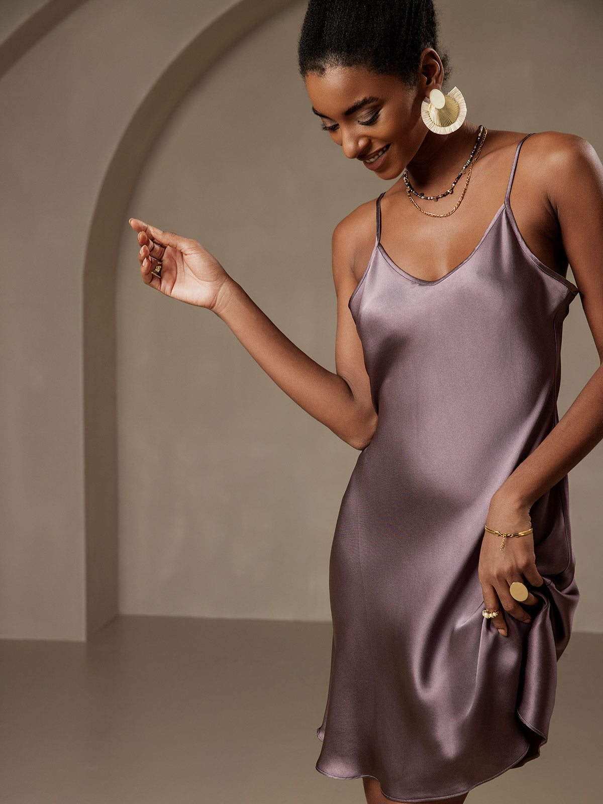[Lilla Grå] SilkSilky-DK Dress 003