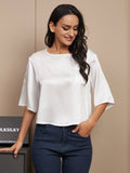 SilkSilky-DK-Pure-Silk-Half-Sleeve-Boat-Neck-T-shirt-til-kvinder-Hvid-004