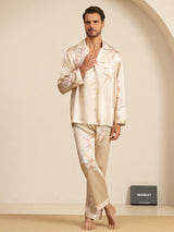 [Champagne] SilkSilky-DK Long Sleeve Notch Collar Pyjamas til Mænd 003