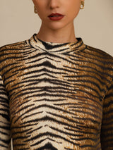 [Tiger] SilkSilky-DK Langærmet Falsk Krave T-shirt til kvinder 006