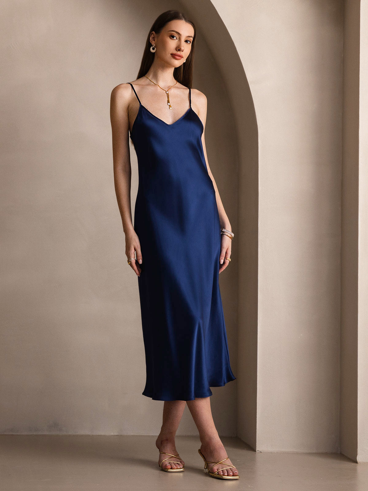 [Mørkeblå] SilkSilky-DK Dress 004