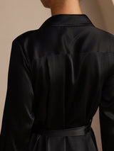 [Sort] SilkSilky-DK Long Sleeve Lapel Collar Kjole 004