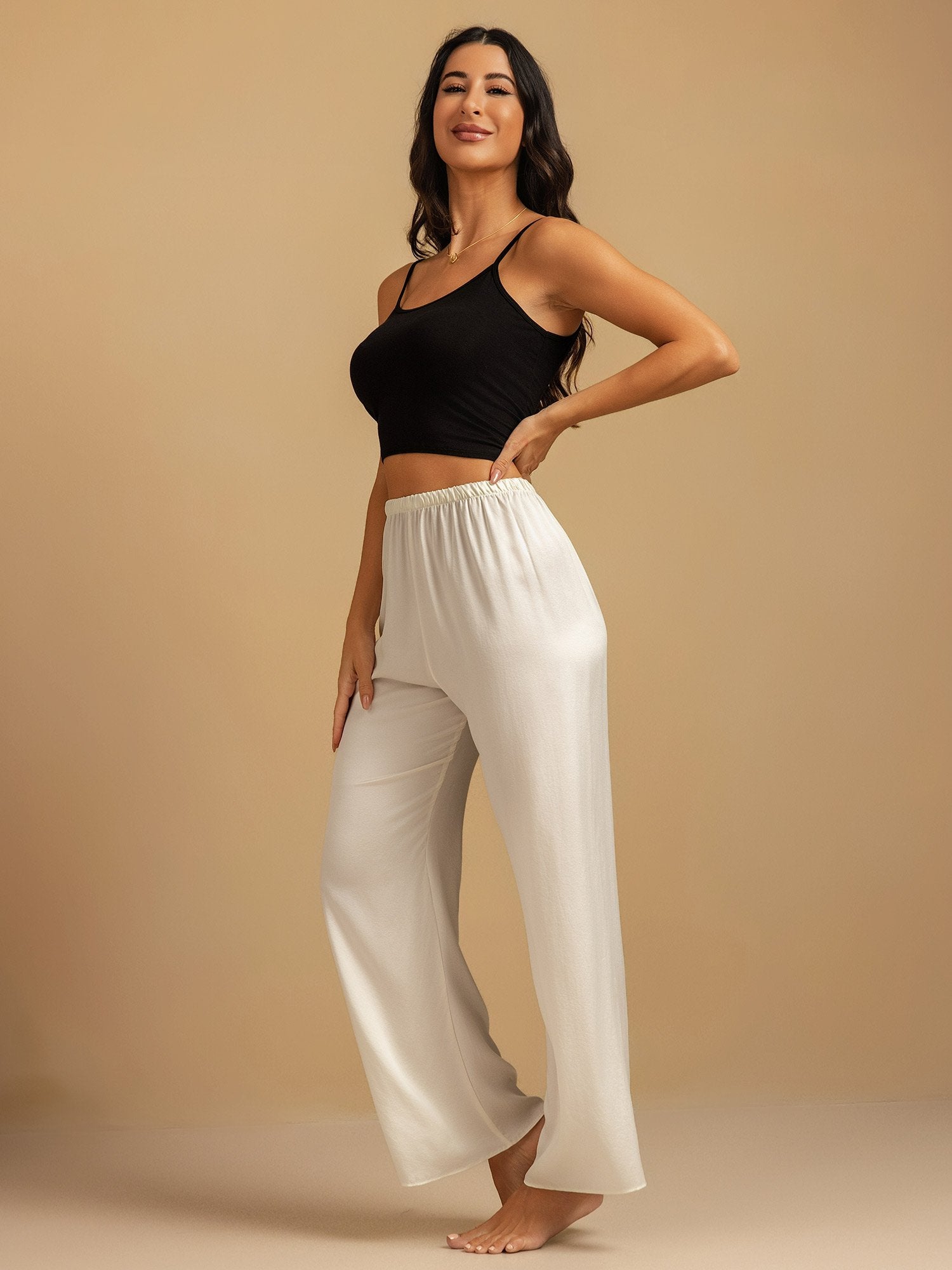 [Hvid] SilkSilky-DK 19Momme Silke Womens Sleep Bottoms 007,