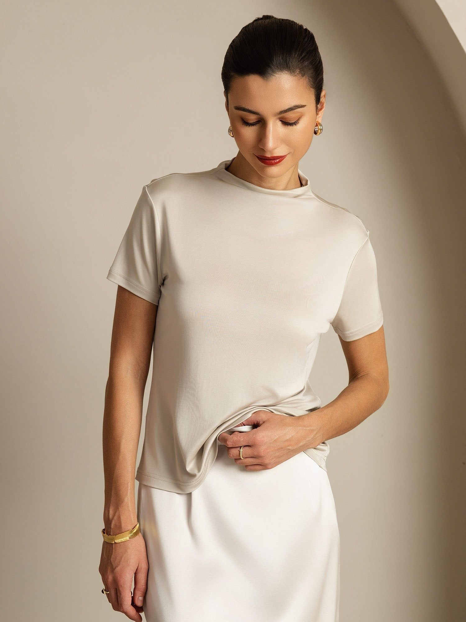[Grå] SilkSilky-DK Silke Womens T-Shirt 005