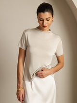 [Grå] SilkSilky-DK Short Sleeve T-shirt til kvinder 005