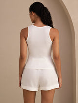 [Hvid] SilkSilky-DK Sleeveless Deep V Neck Camisole Top 002
