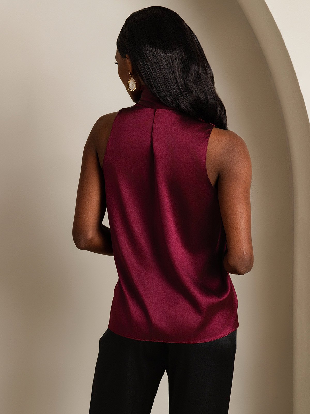 SilkSilky-DK 19Momme Silke Womens Shirt Mørkerød 002