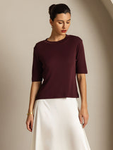 [Windsorvin] SilkSilky-DK Half Sleeve Crew Neck T-shirt til kvinder 009