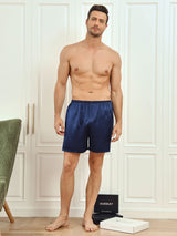 [Mørkeblå] SilkSilky-DK Men's Sleep Shorts 004