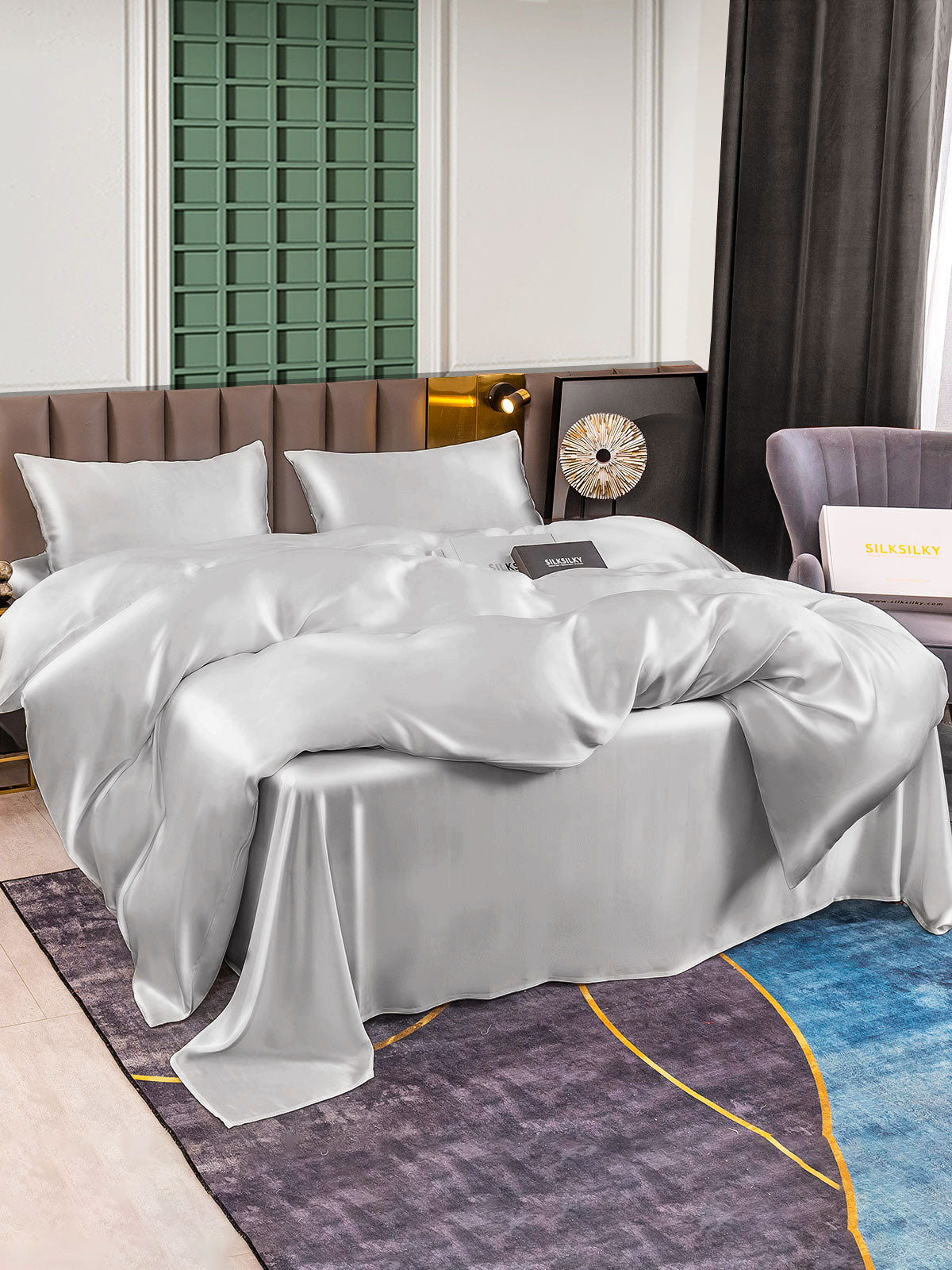[Sølv] SilkSilky-DK 25Momme Bedding Set 003
