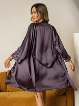 [Lilla Grå] SilkSilky-DK Silke Spaghetti Rem Womens Pajamas 003
