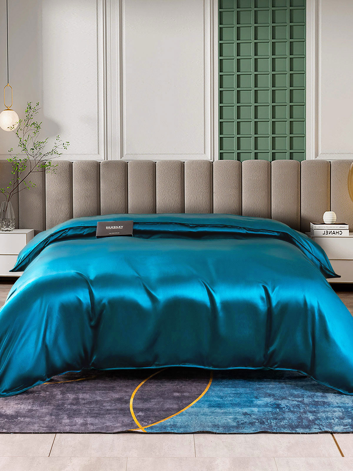 [Blågrøn] SilkSilky-DK 25Momme Duvet Cover 004