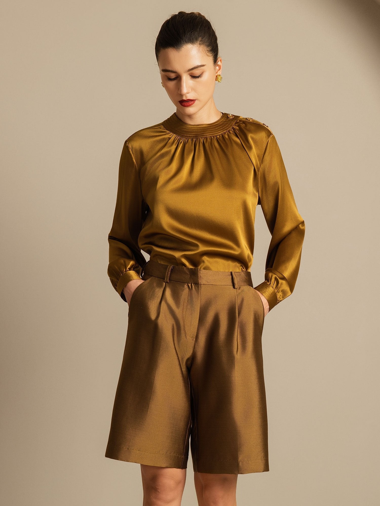 [Bronze] SilkSilky-DK 32Momme Silke Womens Shorts 005,