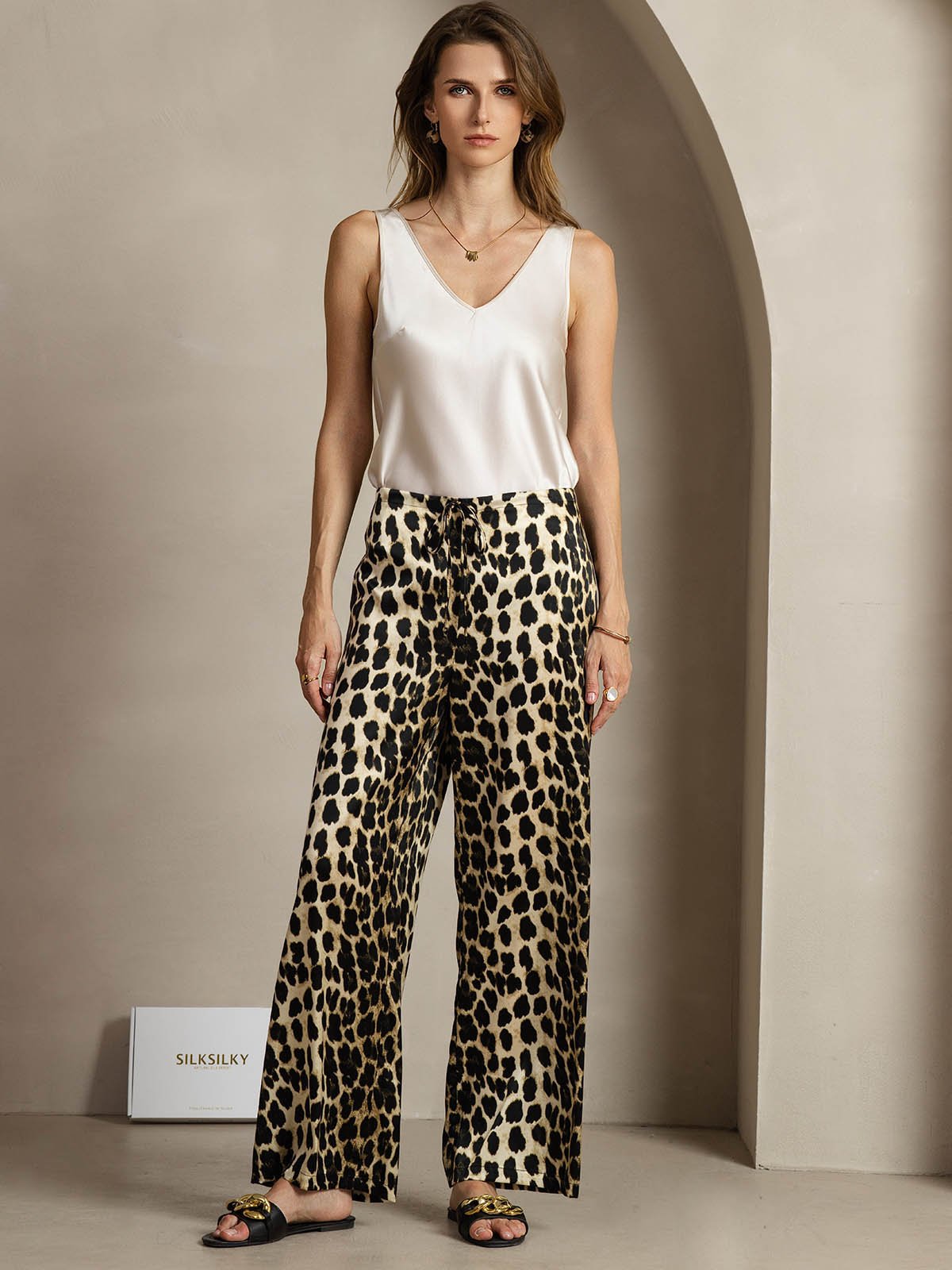 [Leopard] SilkSilky-DK 19Momme Silke Womens Pants 004