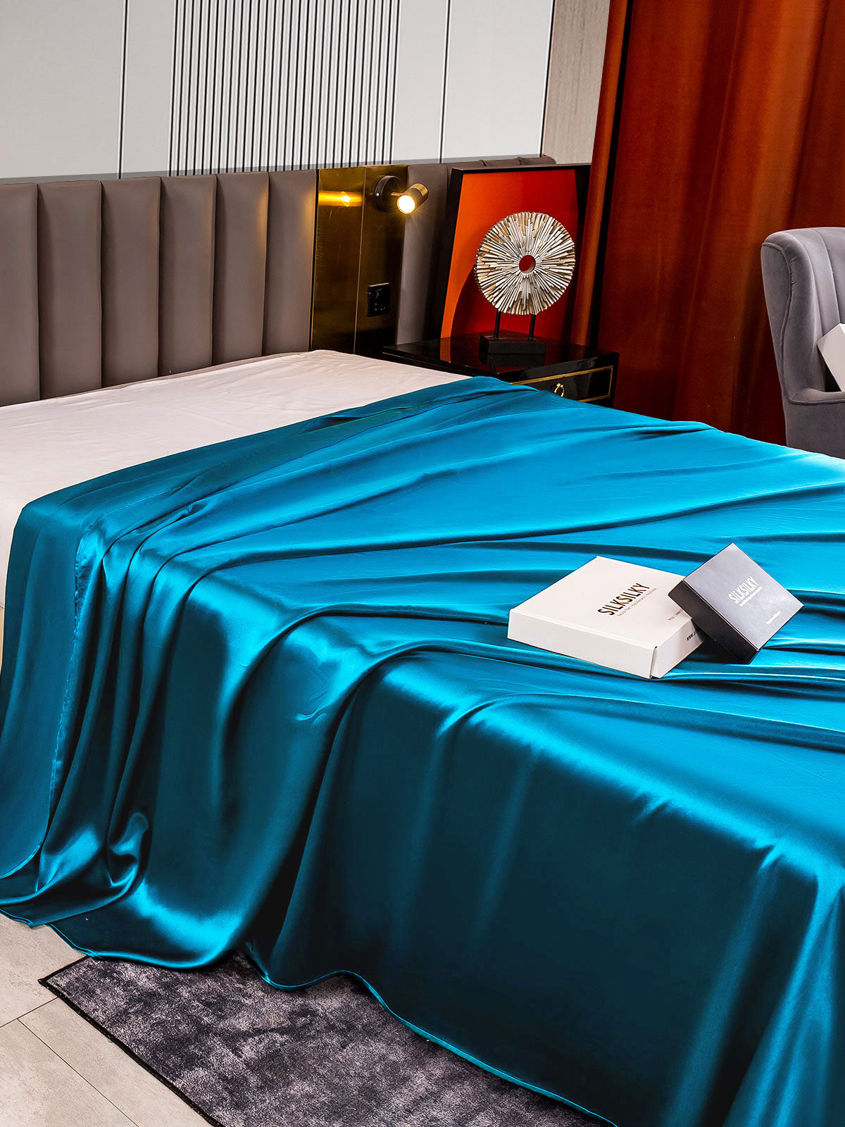 [Blågrøn] SilkSilky-DK 22Momme Sheet 004