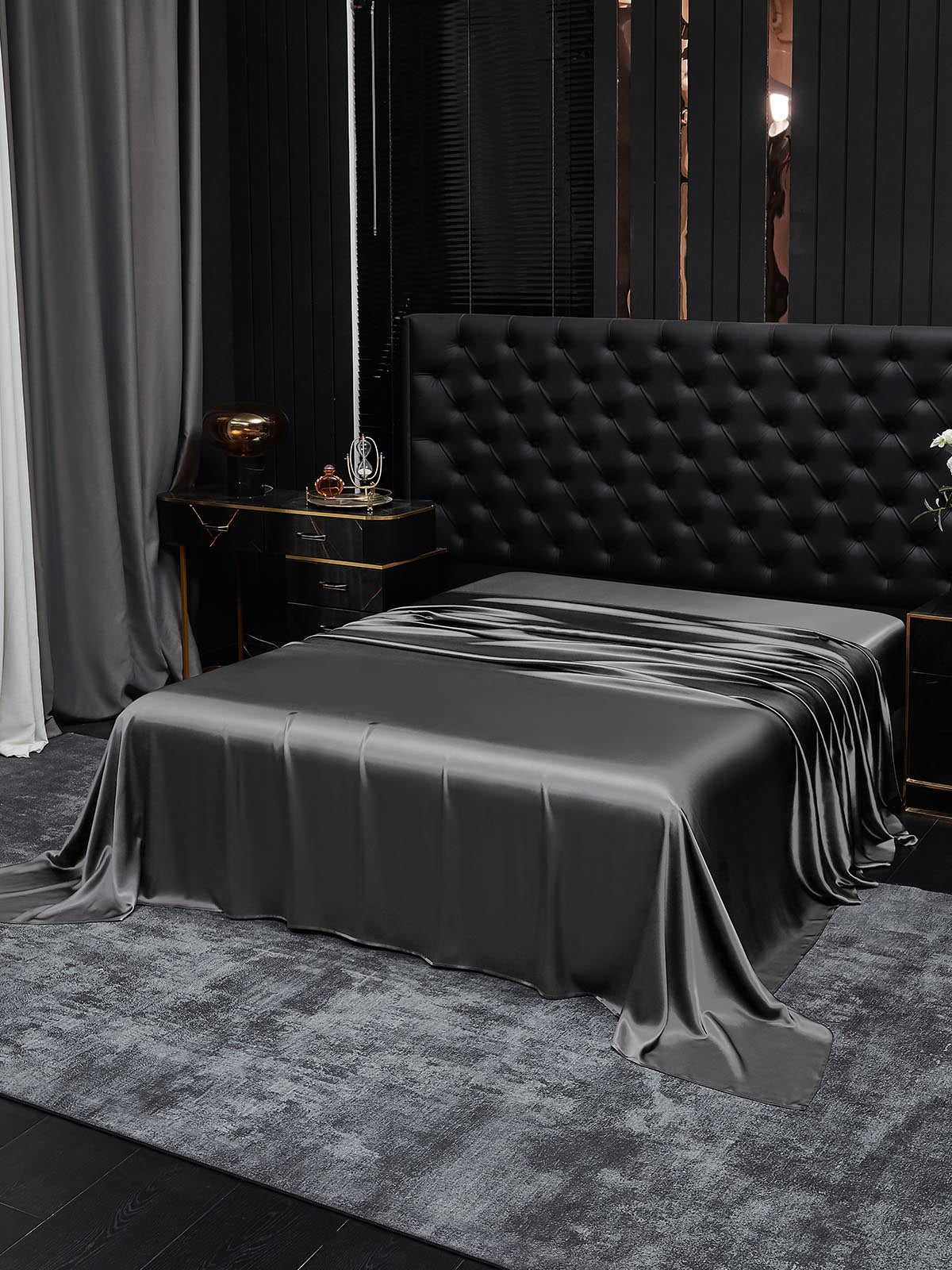 [Mørkegrå] SilkSilky-DK 19Momme Sheet 001