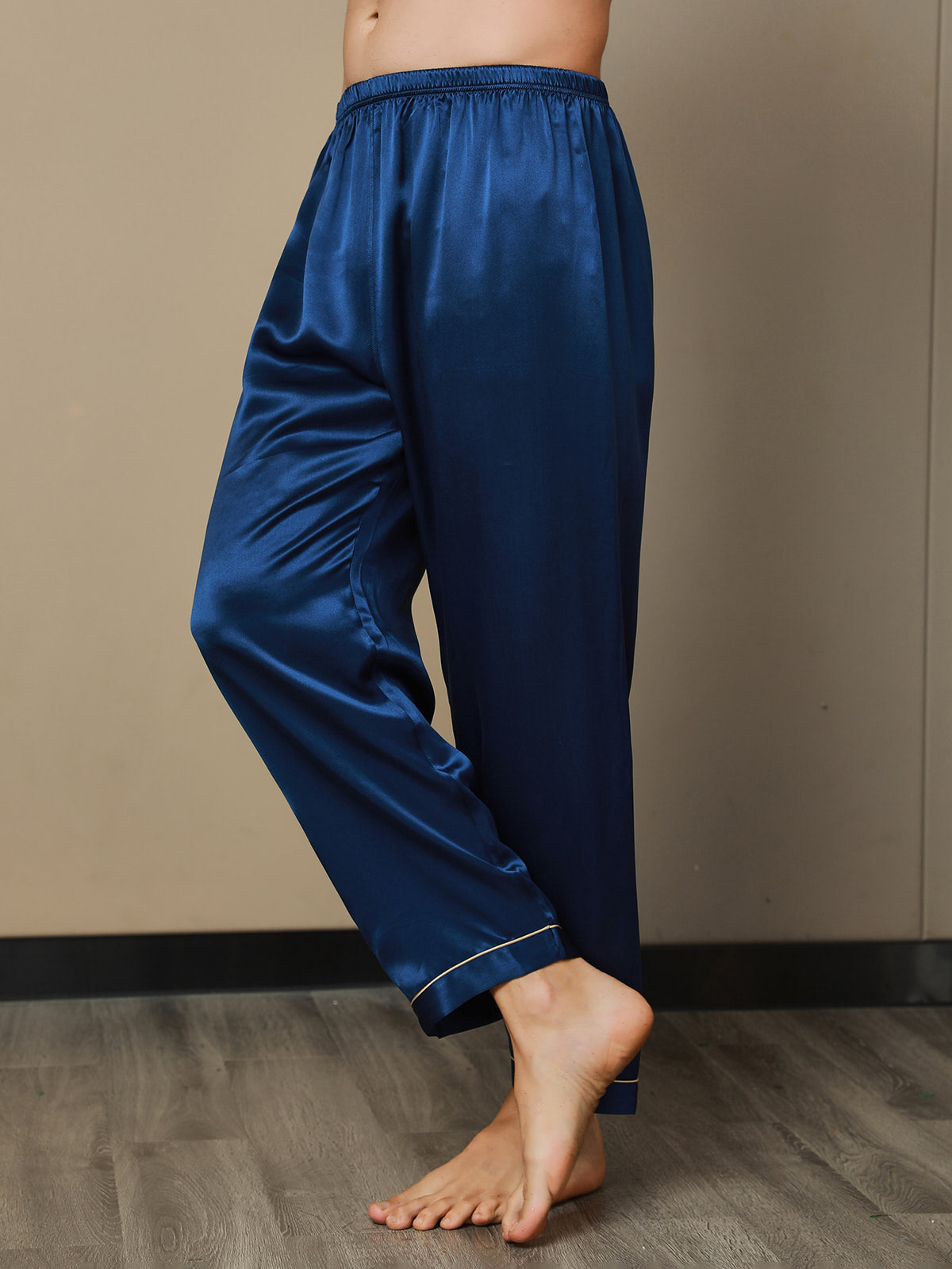 [Mørkeblå] SilkSilky-DK Mens Sleep Bottoms 007