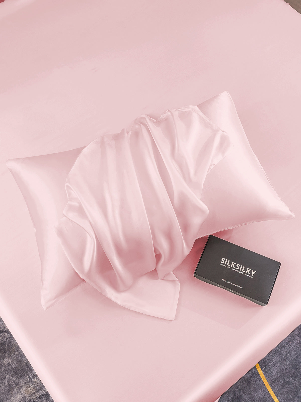 SilkSilky-DK-19Momme-Pure-Silk-Pillowcase-Lyserød-004