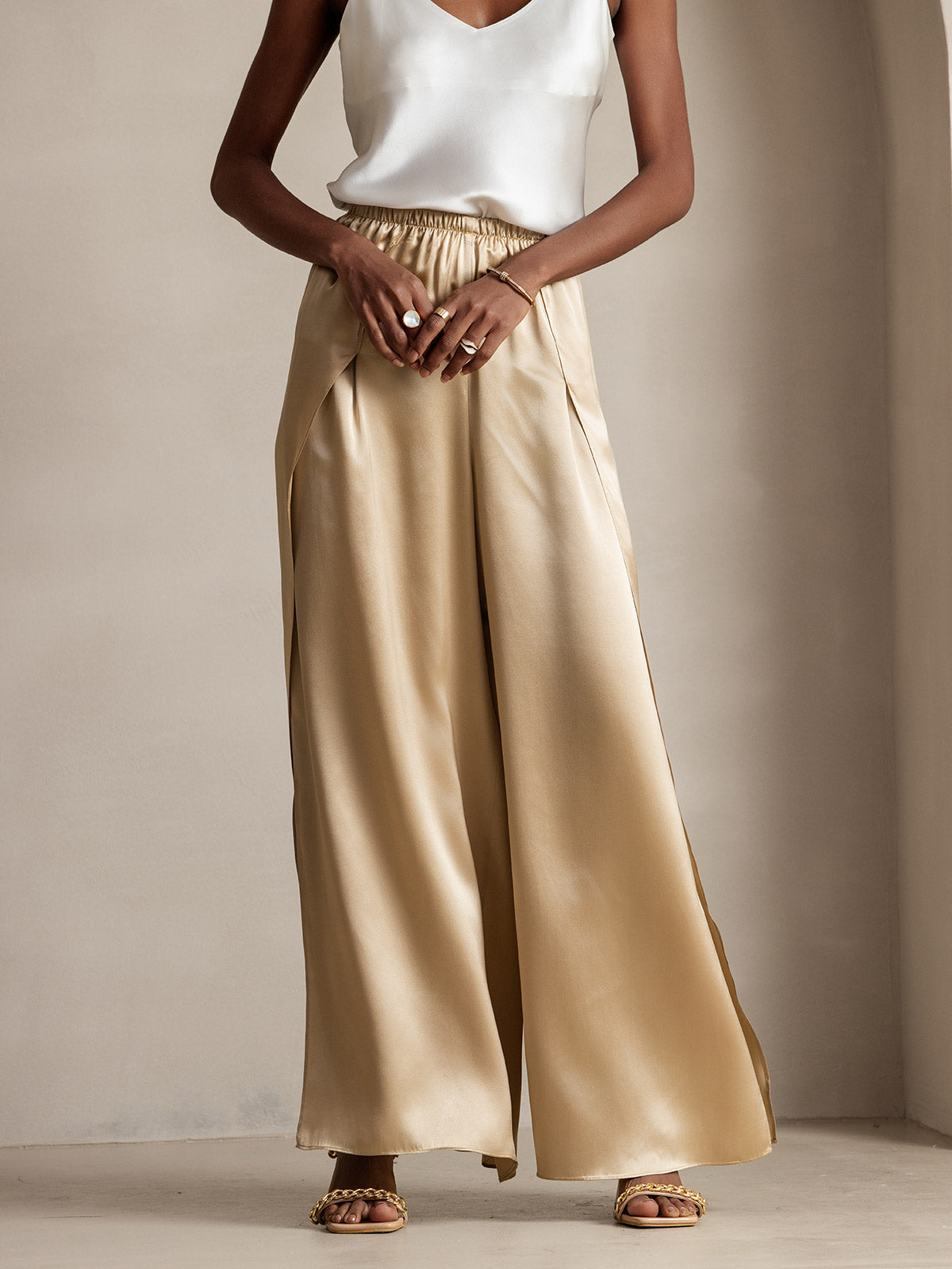 [Champagne] SilkSilky-DK 19Momme Silke Split Damebukser 003