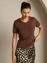 [Kaffe] SilkSilky-DK Short Sleeve V Neck T-shirt til kvinder 003