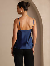 [Mørkeblå] SilkSilky-DK Sleeveless V Neck Camisole Top 002