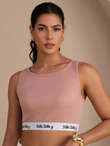 [Lyserød] SilkSilky-DK Sleeveless Crew Neck Camisole Top 003