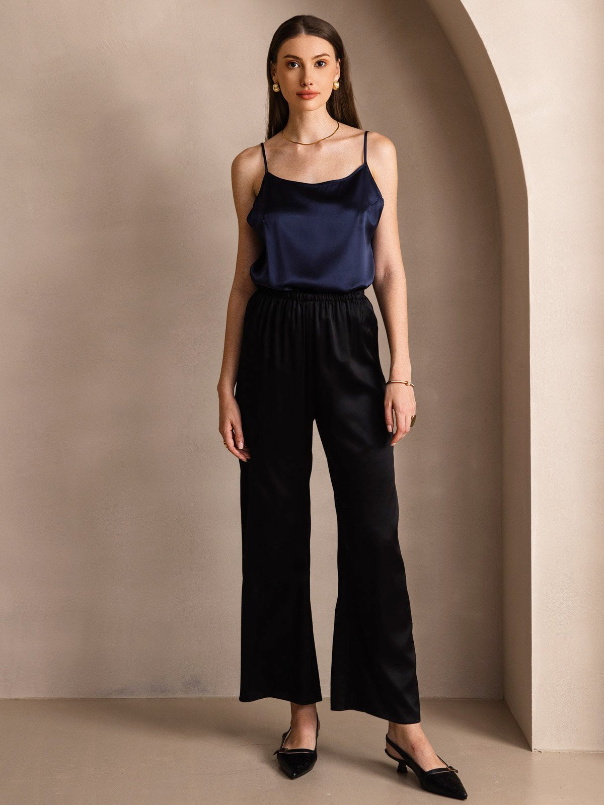 [Mørkeblå] SilkSilky-DK 19Momme Silke Camisoles 005