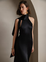 [Sort] SilkSilky-DK Sleeveless Halter Kjole 003