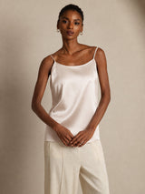 [Beige] SilkSilky-DK Spaghetti Strap Camisole Top 003