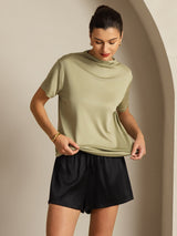 [Tørret Urte] SilkSilky-DK Short Sleeve T-shirt til kvinder 007