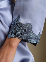 [Stål Blå] SilkSilky-DK 3/4 Sleeve Dame Morgenkåbe 006