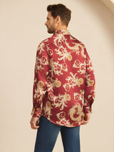 [Vinrød Drage] SilkSilky-DK Long Sleeve Lapel Collar Herreskjorte 002