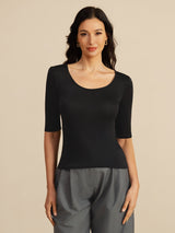 [Sort] SilkSilky-DK Half Sleeve T-shirt til kvinder 003