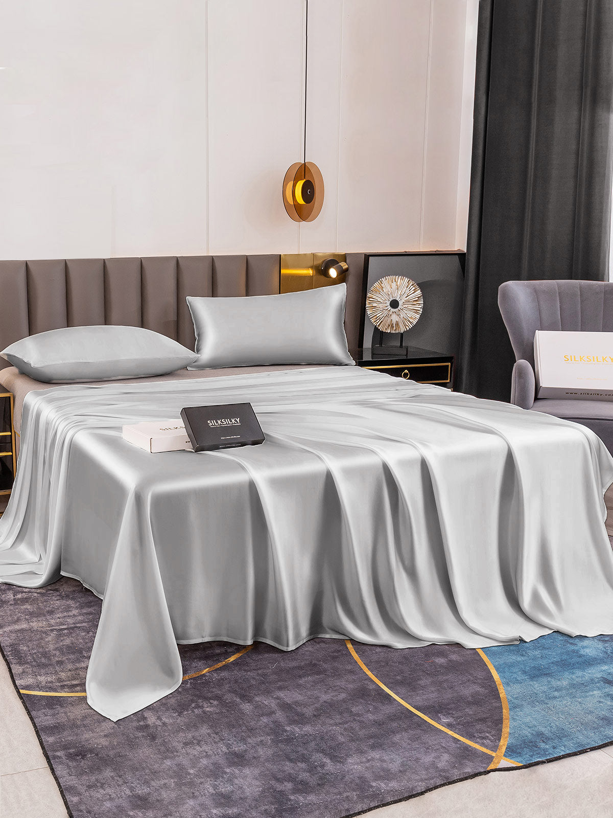 [Sølv] SilkSilky-DK 19Momme Bedding Set 003