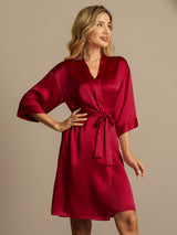 [Vin] SilkSilky-DK 3/4 Sleeve Dame Morgenkåbe 005