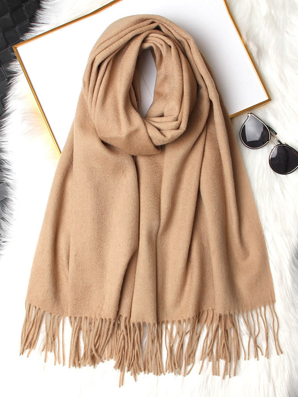 [Tan] SilkSilky-DK Uld Halstørklæde 006